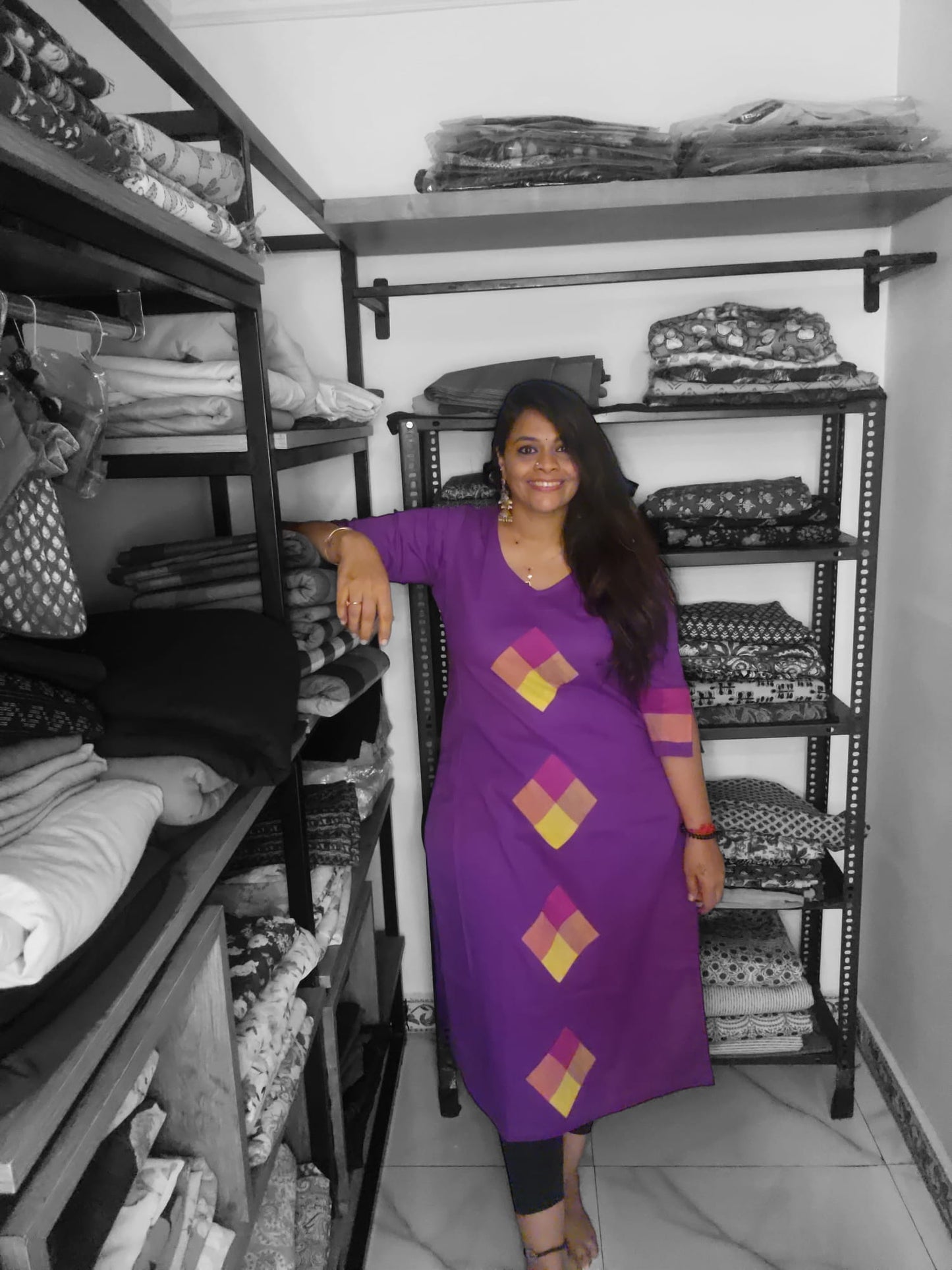 Patchwork Kurthi - Vadamalli(Purple)