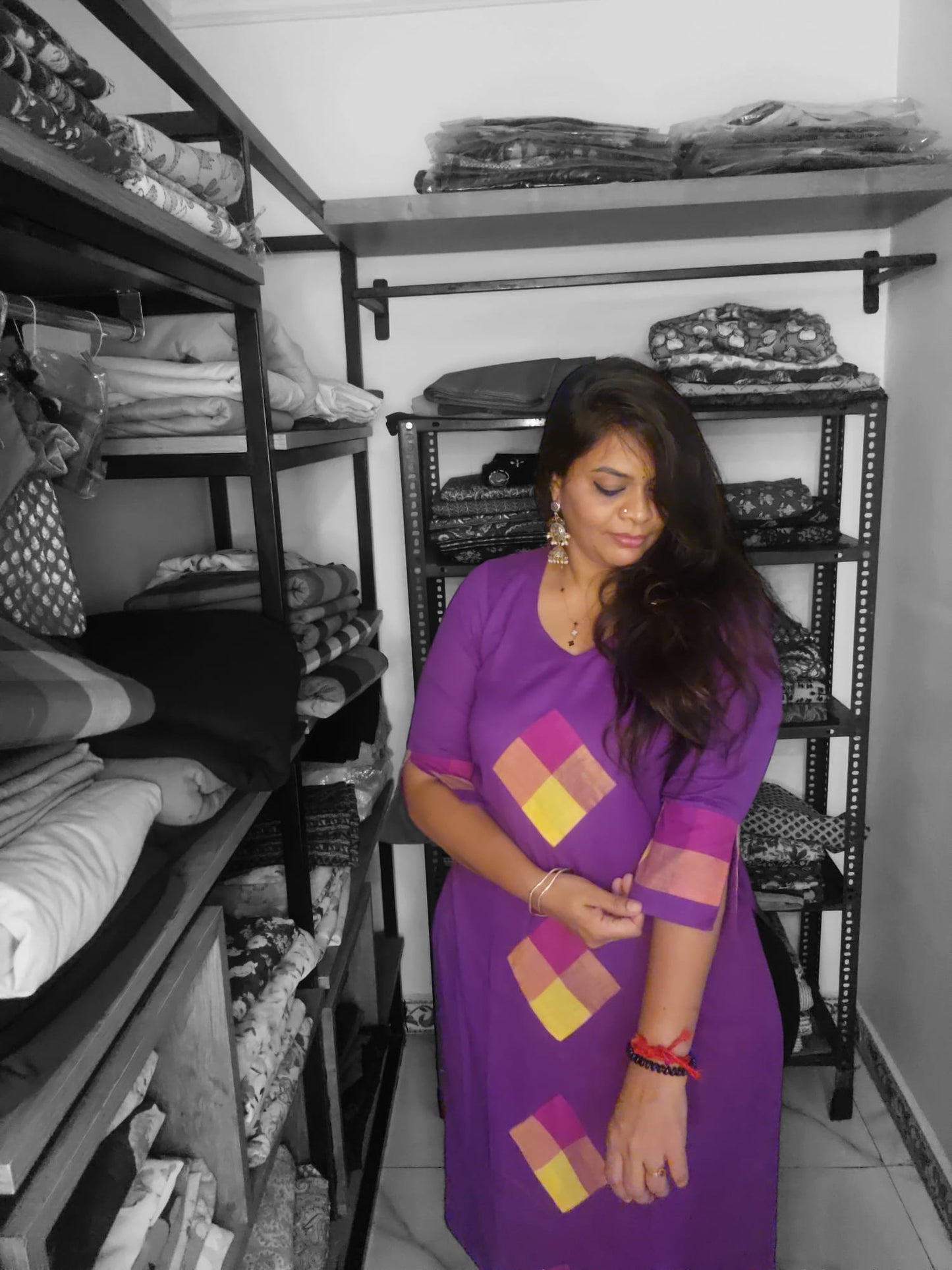Patchwork Kurthi - Vadamalli(Purple)