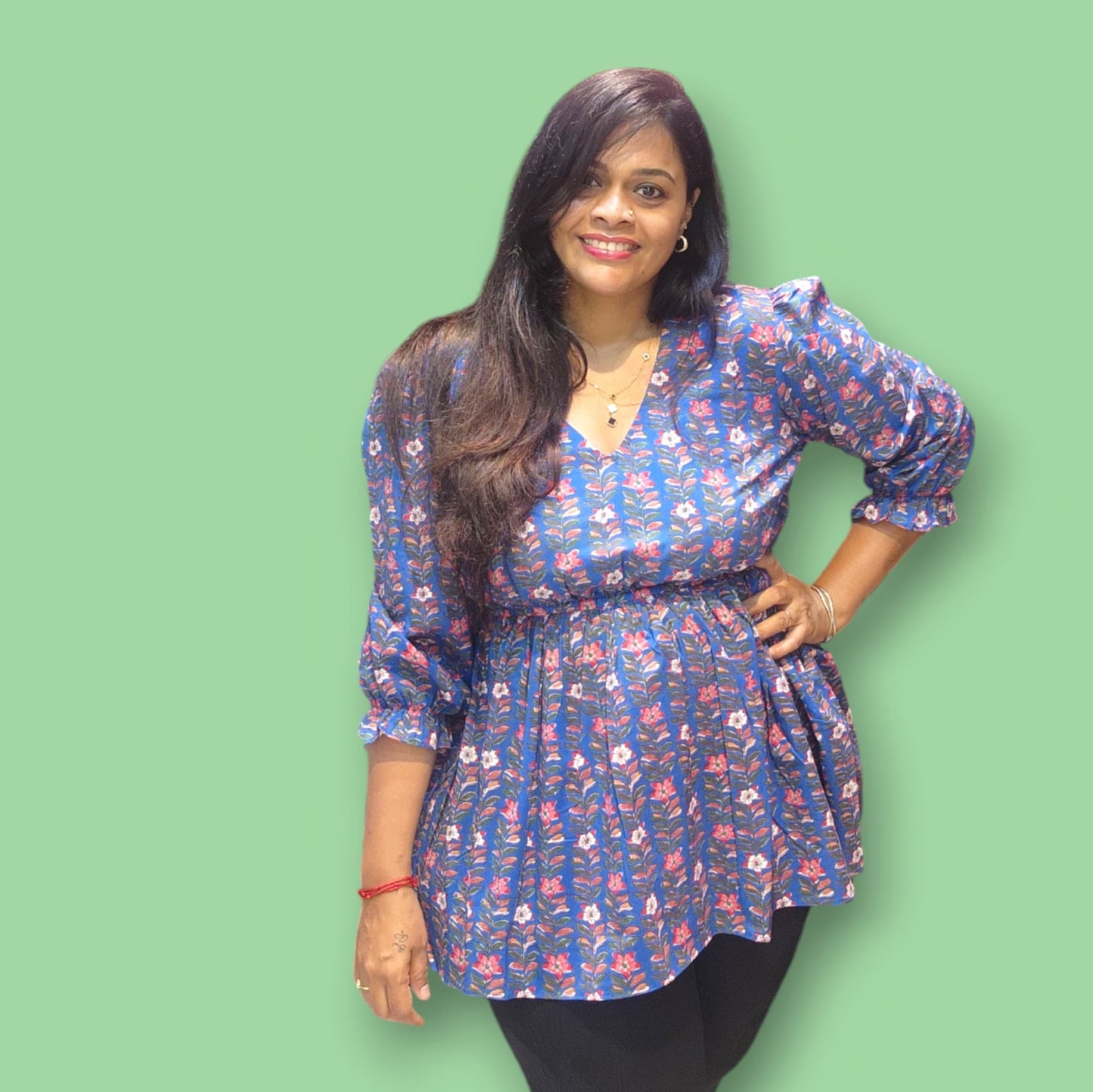 Peplum Top - Blue Breeze