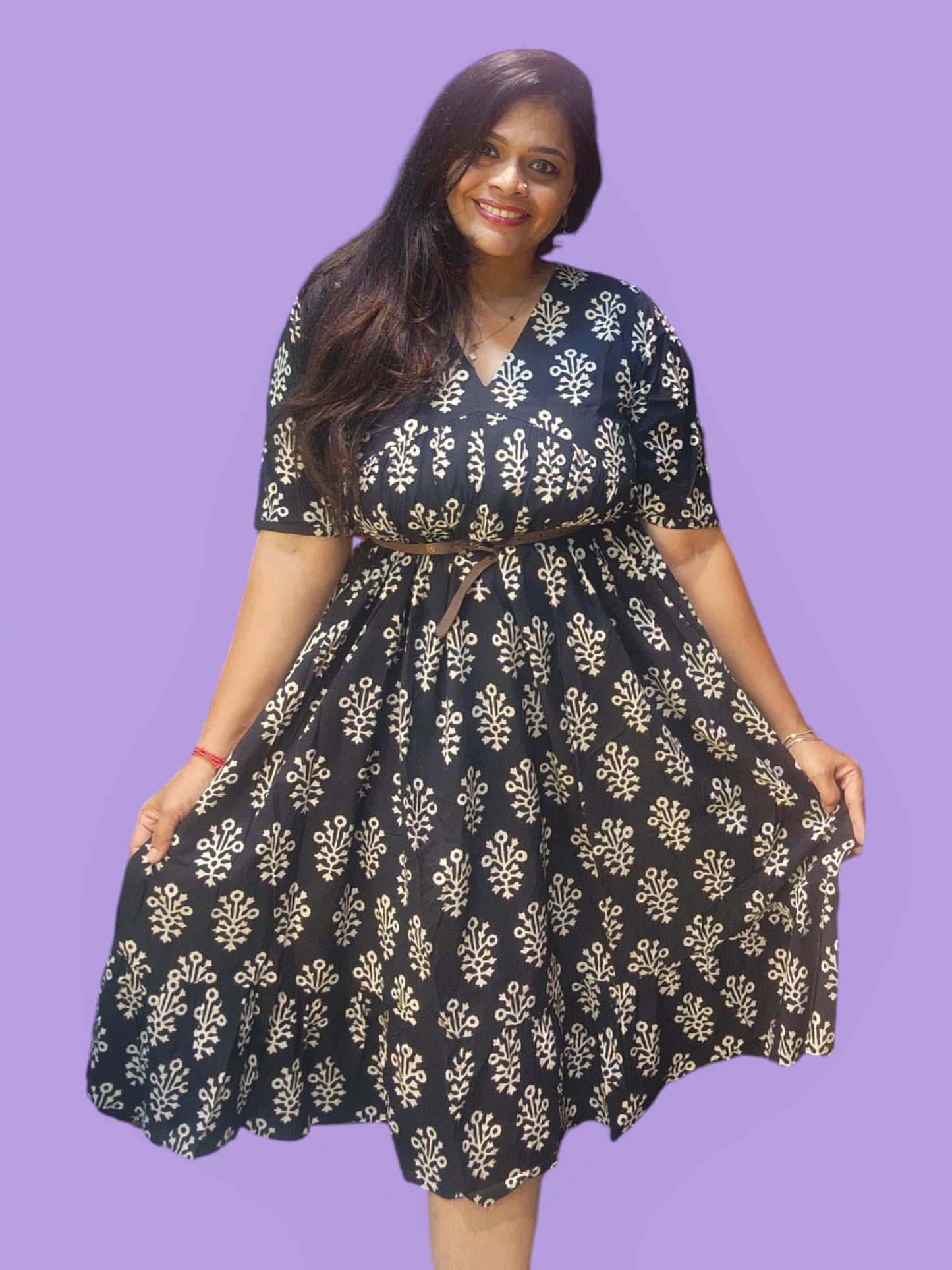 Dress with Big Motif - Black