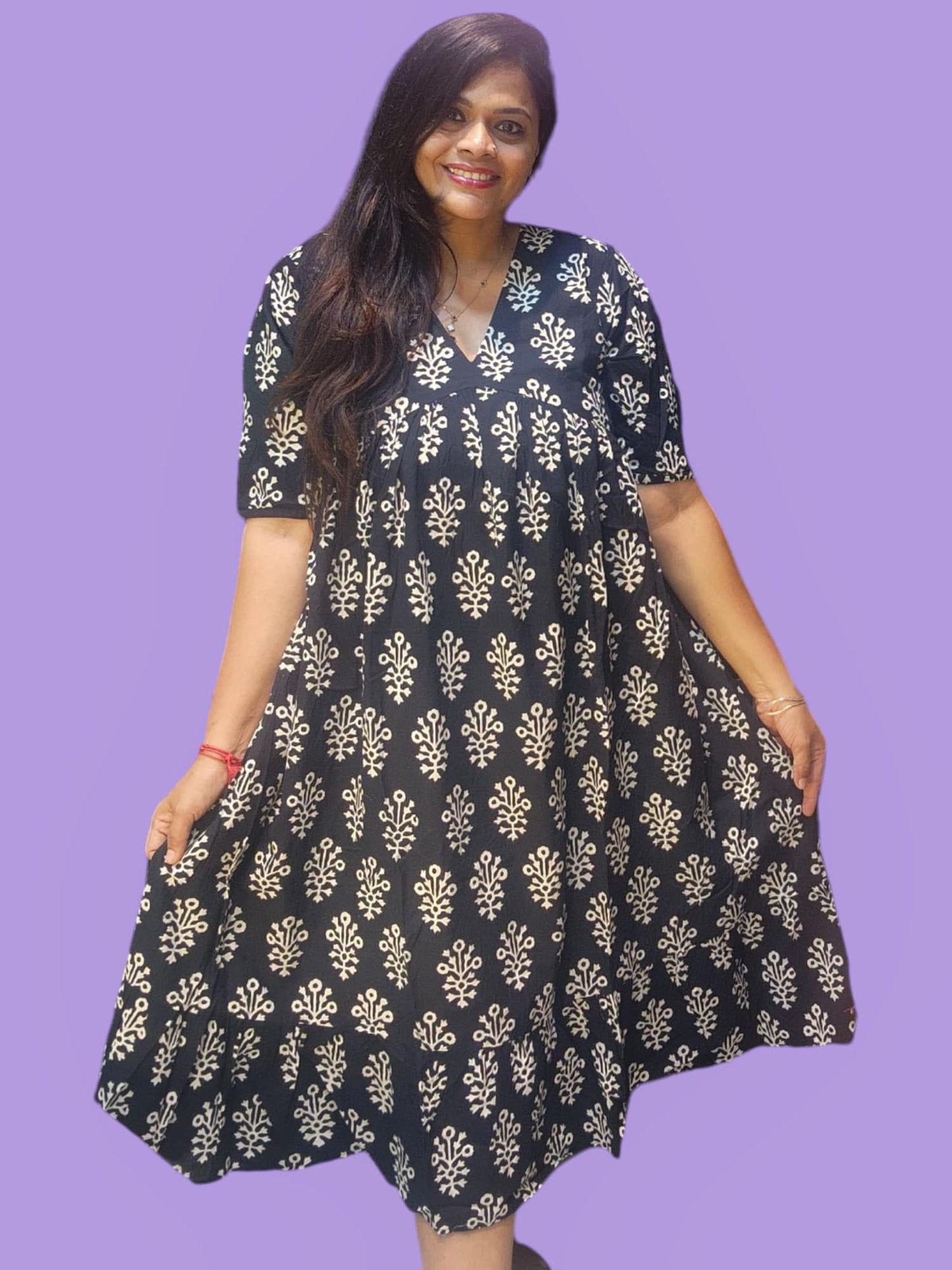 Dress with Big Motif - Black