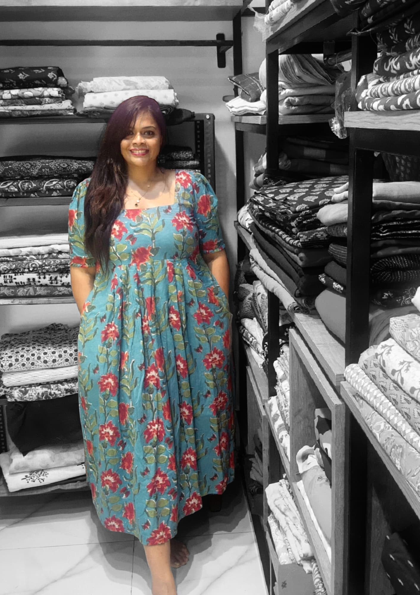 Dress - Blossom Bliss-Aqua
