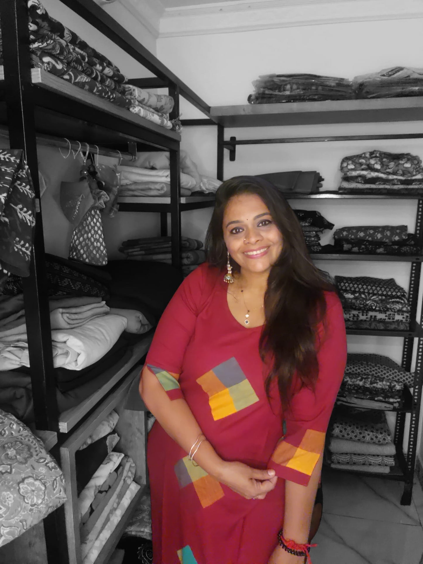 Patchwork Kurthi - Aaraku(Maroon)