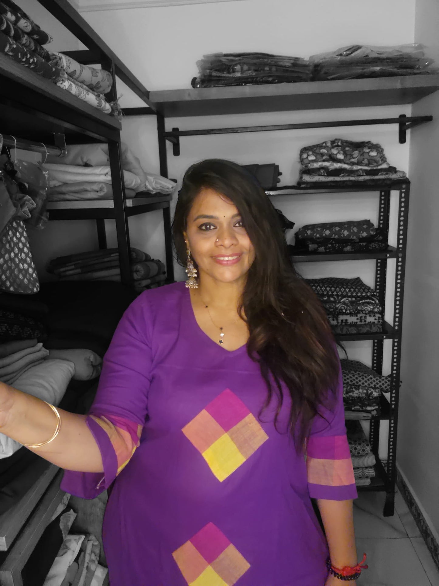 Patchwork Kurthi - Vadamalli(Purple)
