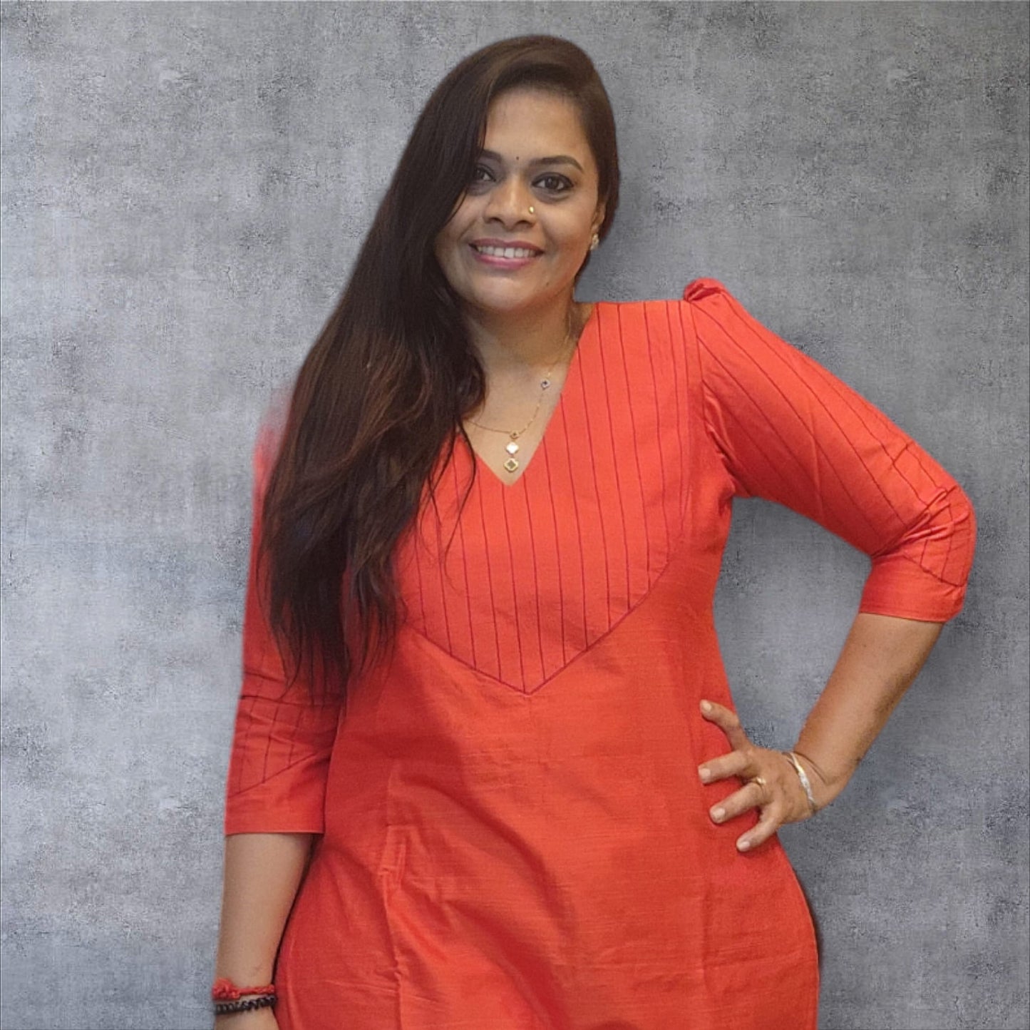 Yoke Stitches Kurthi Top - Fanta