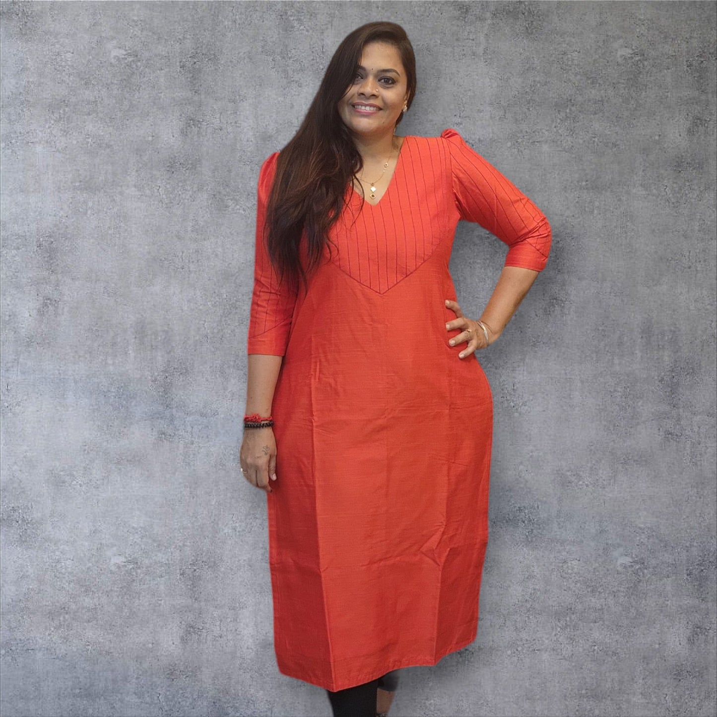 Yoke Stitches Kurthi Top - Fanta